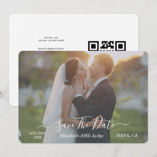 Elegante Klassieke Zwarte en Witte Kalligrafie Huw Save The Date