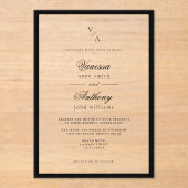 Elegante klassieke zwarte grens bruiloft acryl uitnodigingen (Voorkant)