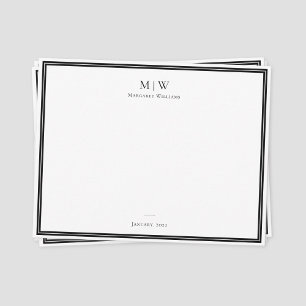 Elegante Klassieke Zwarte Monogram Professioneel Notitiekaartje