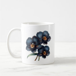 Elegante klassieke zwarte orchidee koffie mok