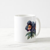 Elegante klassieke zwarte orchidee koffie mok (Voorkant rechts)