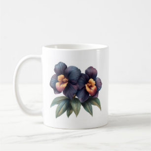 Elegante klassieke zwarte orchidee koffie mok
