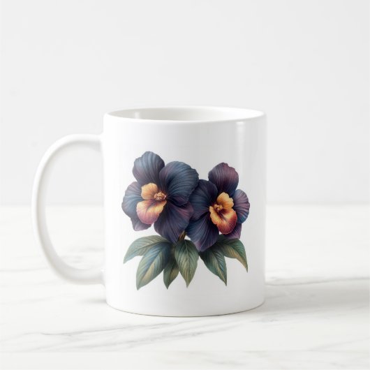Elegante klassieke zwarte orchidee koffie mok (Links)