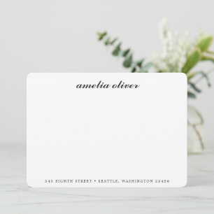 Elegante Klassieke Zwarte Script Naam Adres Aangep Notitiekaartje