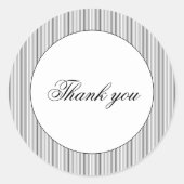 Elegante klassieke zwarte strepen Bedankt bruiloft Ronde Sticker (Voorkant)