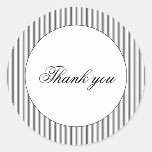 Elegante klassieke zwarte strepen Bedankt bruiloft Ronde Sticker (Voorkant)