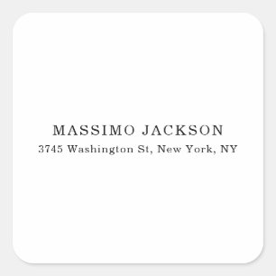 Elegante klassieke zwarte witte minimalistische vierkante sticker
