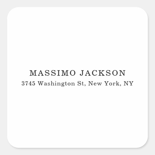 Elegante klassieke zwarte witte minimalistische vierkante sticker (Voorkant)