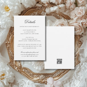 Elegante Klassieke Zwarte & Witte QR Code Trouwkaa Informatiekaartje