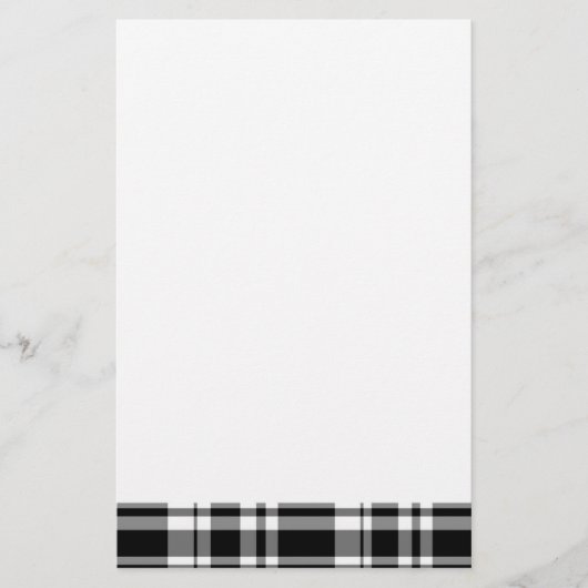 Elegante klassieker Black White Plaid Briefpapier (Voorkant)