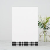Elegante klassieker Black White Plaid Briefpapier (Staand voorkant)