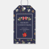 Elegante Klassieker Bloemig Bescheiden Kerstfeest Cadeaulabel (Voorkant)