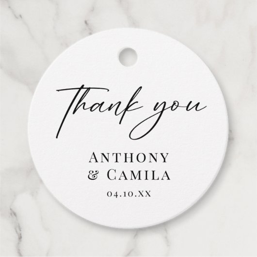 Elegante klassieker dank u bruiloft bedankjes labels (Voorkant)