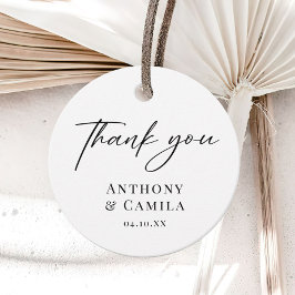Elegante klassieker dank u bruiloft bedankjes labels