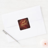 Elegante  klassieker Just MARRIED Wedding Vierkante Sticker (Envelop)