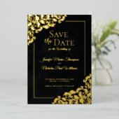 Elegante klassieker met bloemornamenten voor trouw folie uitnodiging (Staand Voorkant)