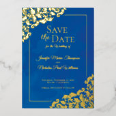 Elegante klassieker met bloemornamenten voor trouw folie uitnodiging (Voorkant)