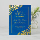 Elegante klassieker met bloemornamenten voor trouw folie uitnodiging (Staand Voorkant)