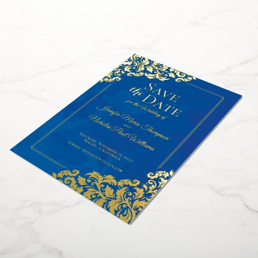 Elegante klassieker met bloemornamenten voor trouw folie uitnodiging (Gedraaid)