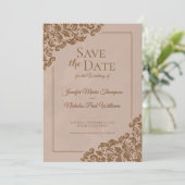 Elegante klassieker met bloemornamenten voor trouw kaart (Staand voorkant)