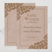 Elegante klassieker met bloemornamenten voor trouw kaart (Voorkant / Achterkant)