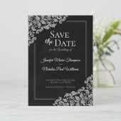 Elegante klassieker met bloemornamenten voor trouw kaart (Staand voorkant)