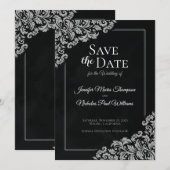 Elegante klassieker met bloemornamenten voor trouw kaart (Voorkant / Achterkant)