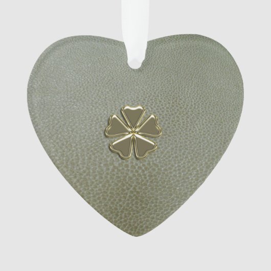 Elegante Klaver St.Patrick`s Dag,Groene Leer Ornament (voorkant)