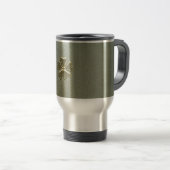 Elegante Klaver St.Patrick`s Dag,Groene Leer Reisbeker (Voorkant rechts)