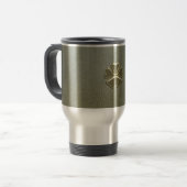 Elegante Klaver St.Patrick`s Dag,Groene Leer Reisbeker (Voorkant links)