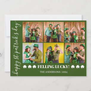 Elegante Klaver St. Patrick's Dag Familie foto Feestdagenkaart
