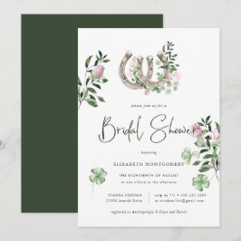 Elegante Klaverhoefijzers Botanische Bruidsdouche Kaart