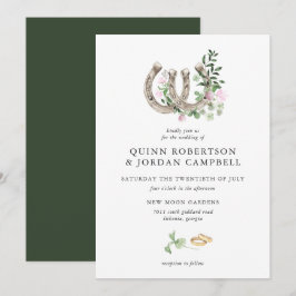 Elegante klaverhoefijzers botanische bruiloft kaart