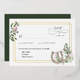 Elegante klaverhoefijzers botanische trouw-RSVP Folie Uitnodiging