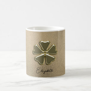 Elegante Klavertje Drie St. Patrick's Dag Leren Koffiemok