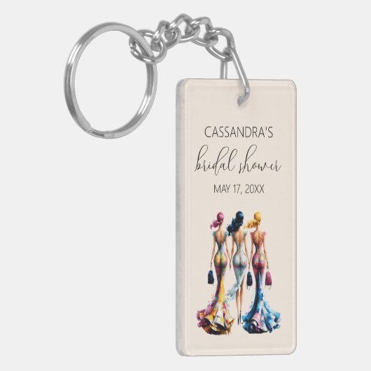 Elegante kledingkleding Bruidsdouche Sleutelhanger (Voorkant Links)