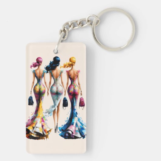 Elegante kledingkleding Bruidsdouche Sleutelhanger (achterkant)