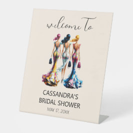 Elegante kleedmeisjes welkom Vrijgezellenfeest Reclamebord Met Voetstuk