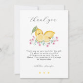 Elegante kleine cutie citroen citrus Baby shower Bedankkaart (Voorkant)