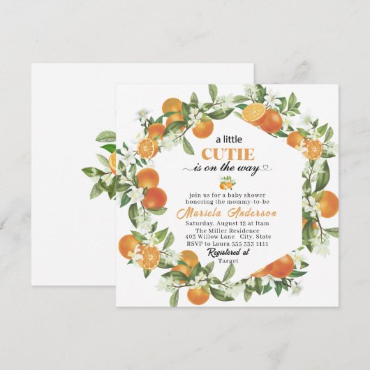 Elegante kleine cutie citrus Sinaasappel WaterInvi Kaart (Voorkant / Achterkant)