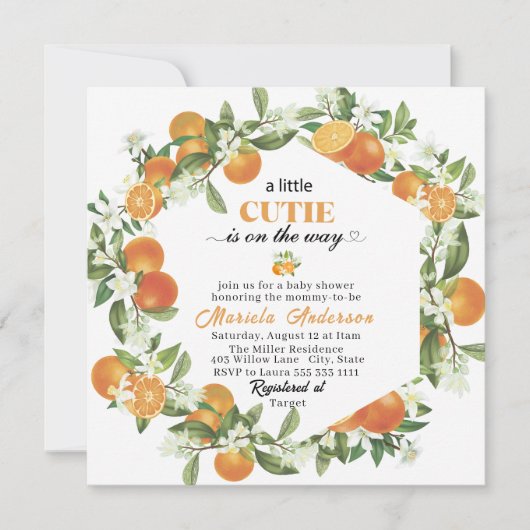 Elegante kleine cutie citrus Sinaasappel WaterInvi Kaart (Voorkant)