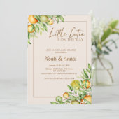 Elegante kleine cutie is op de weg baby shower kaart (Staand voorkant)