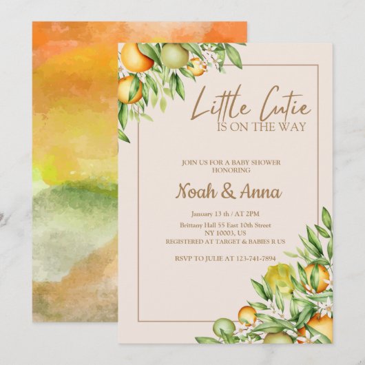 Elegante kleine cutie is op de weg baby shower kaart (Voorkant / Achterkant)