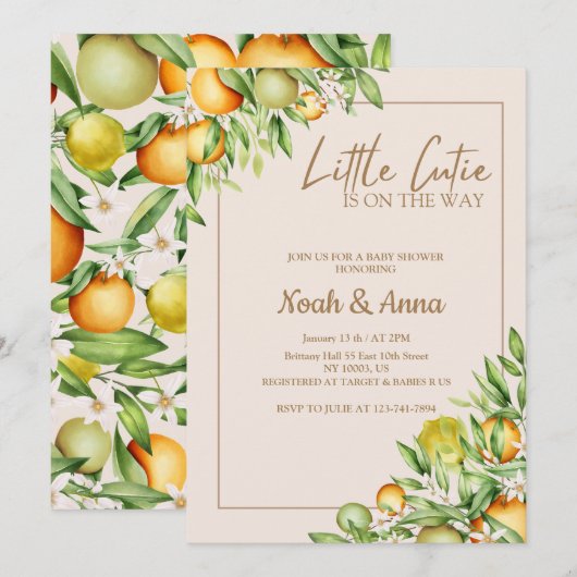 Elegante kleine cutie is op de weg baby shower kaart (Voorkant / Achterkant)