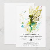 Elegante kleine fee verjaardag kaart (Voorkant / Achterkant)