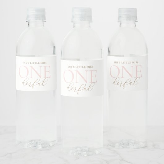 Elegante kleine Miss Onederful 1e Verjaardag Waterfles Etiket (Flessen)