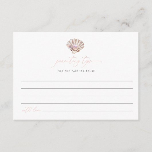 Elegante kleine parel onder het Zee Ouderschap tip Informatiekaartje (Voorkant)