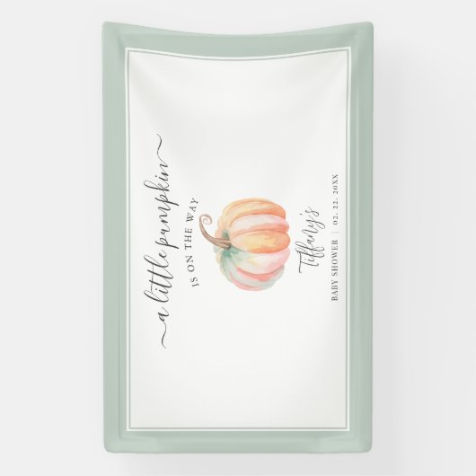 Elegante kleine pompoen is op weg naar het Baby sh Spandoek (Verticaal)