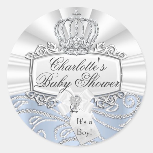 Elegante kleine Prince Diamond Baby shower Sticker (Voorkant)