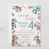 Elegante kleine robot Waterverf Baby Verjaardagspa Kaart (Voorkant)